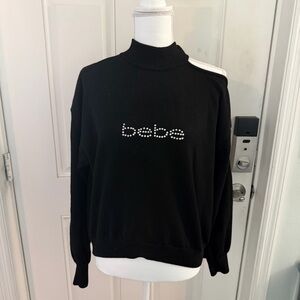 bebe Black Sweatshirt with Rhinestone Logo